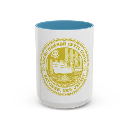 USCG Hawser WYTL 65610 Sim Gold (U.S. Coast Guard) Accent Coffee Mug 15oz Light Blue - Go Mug Yourself