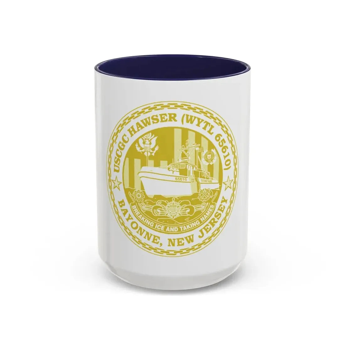 USCG Hawser WYTL 65610 Sim Gold (U.S. Coast Guard) Accent Coffee Mug 15oz Navy - Go Mug Yourself