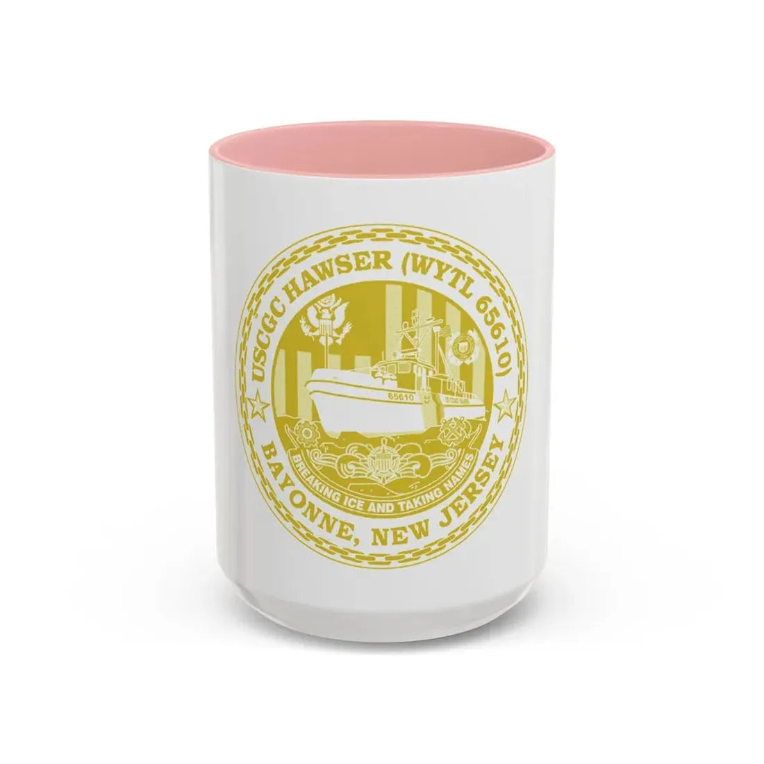 USCG Hawser WYTL 65610 Sim Gold (U.S. Coast Guard) Accent Coffee Mug 15oz Pink - Go Mug Yourself