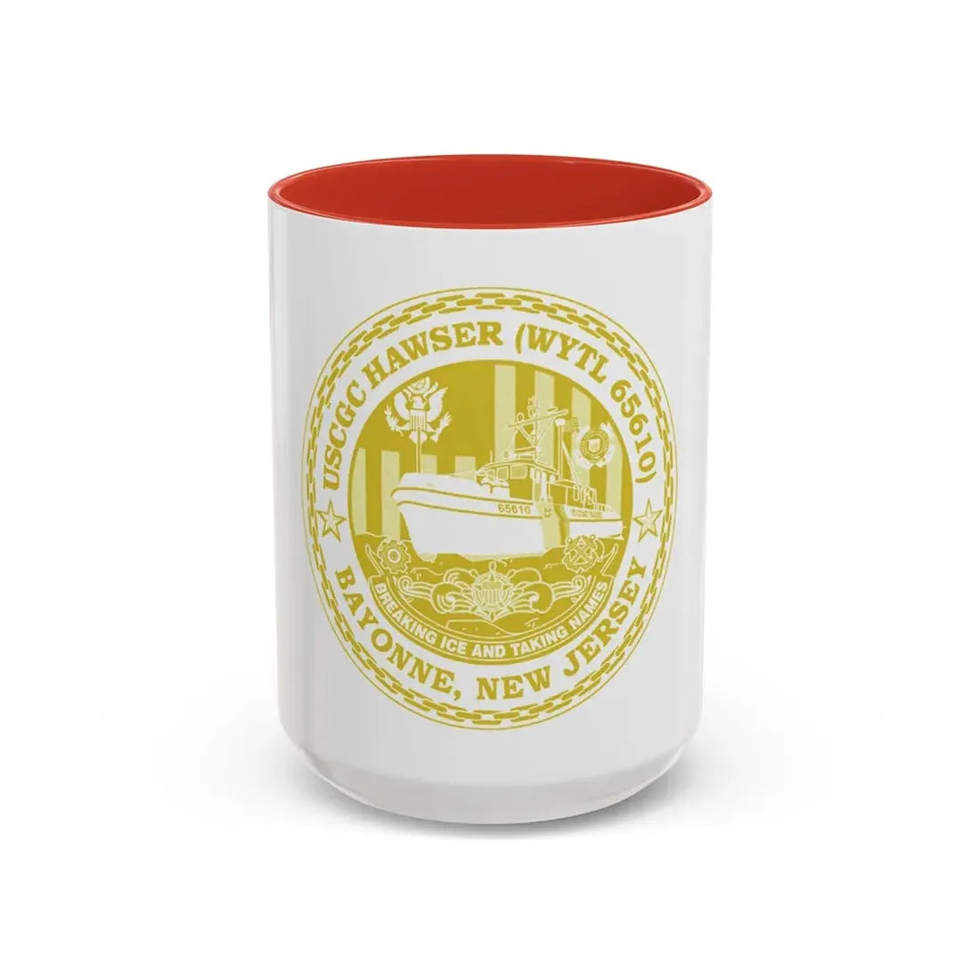 USCG Hawser WYTL 65610 Sim Gold (U.S. Coast Guard) Accent Coffee Mug 15oz Red - Go Mug Yourself