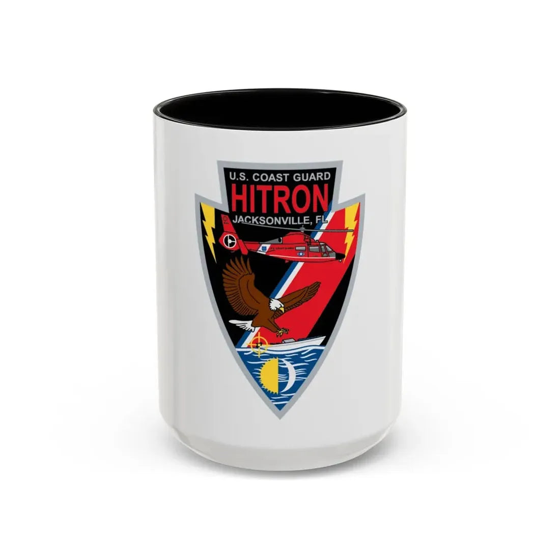 USCG HITRON Jax FL (U.S. Coast Guard) Accent Coffee Mug 15oz Black - Go Mug Yourself