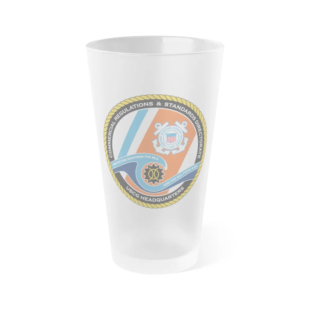 USCG HQ CG ENG 1 Comm Reg Stnd Dlr (U.S. Coast Guard) Frosted Pint Glass 16oz-Go Mug Yourself