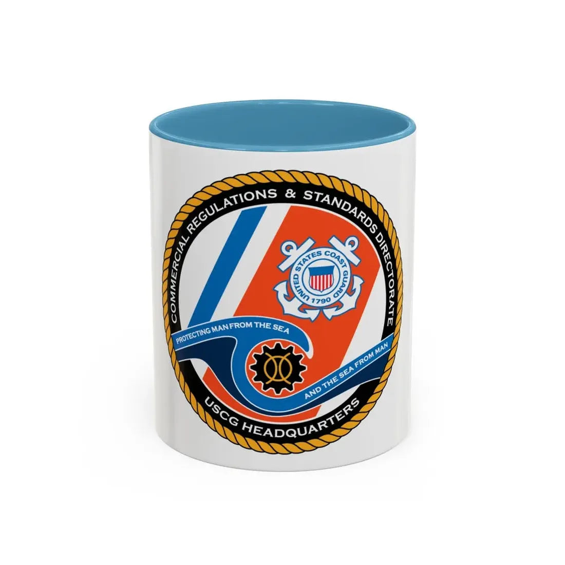 USCG HQ CG ENG 1 Comm Reg Stnd Dlr (U.S. Coast Guard) Accent Coffee Mug 11oz Light Blue - Go Mug Yourself