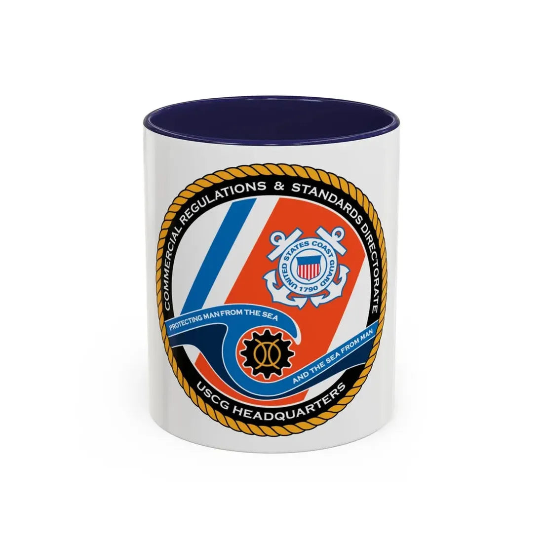 USCG HQ CG ENG 1 Comm Reg Stnd Dlr (U.S. Coast Guard) Accent Coffee Mug 11oz Navy - Go Mug Yourself