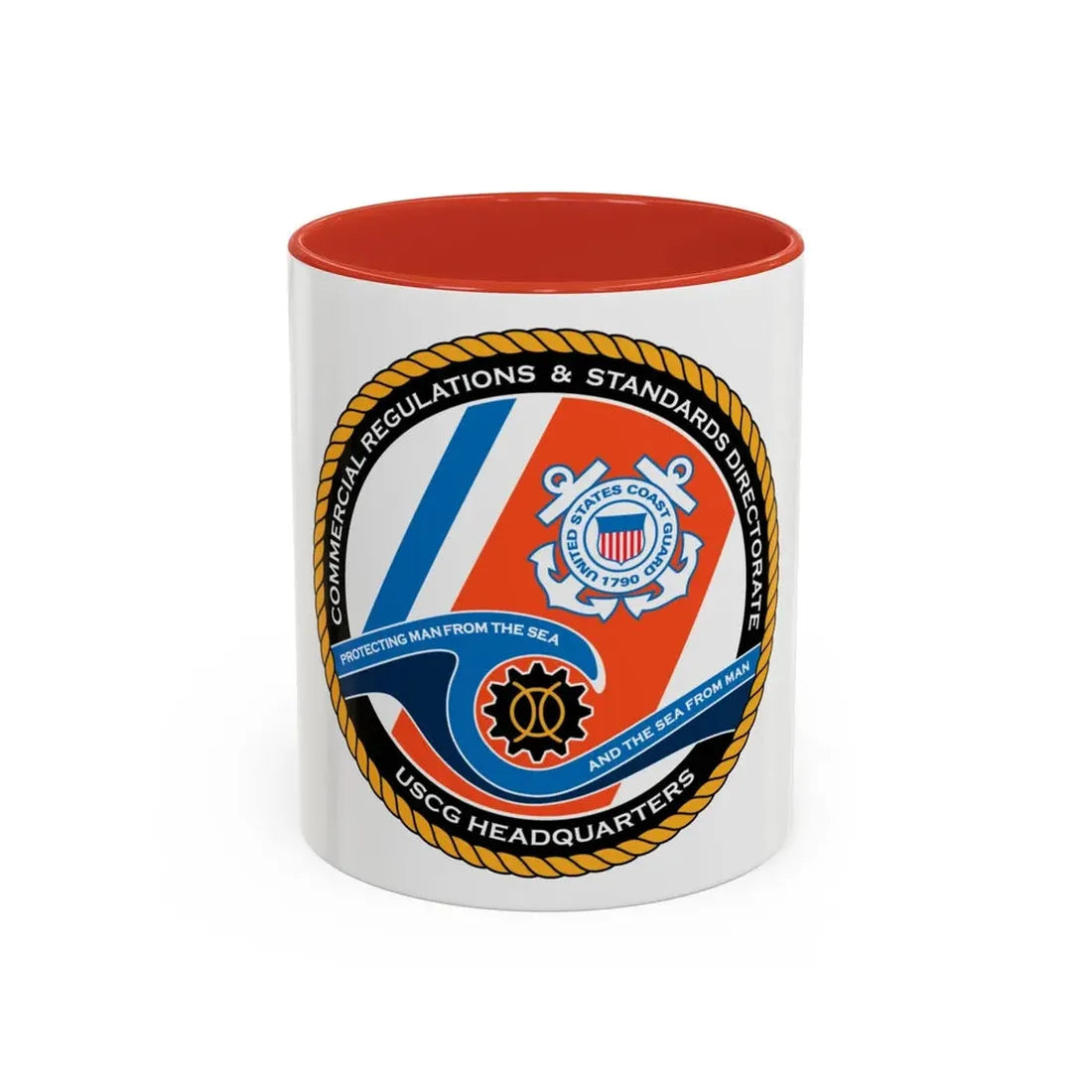 USCG HQ CG ENG 1 Comm Reg Stnd Dlr (U.S. Coast Guard) Accent Coffee Mug 11oz Red - Go Mug Yourself