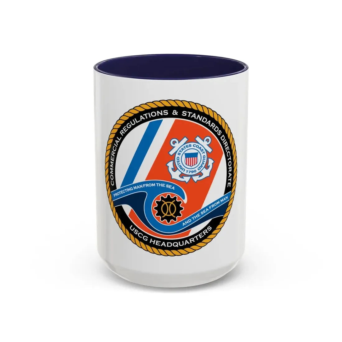 USCG HQ CG ENG 1 Comm Reg Stnd Dlr (U.S. Coast Guard) Accent Coffee Mug 15oz Navy - Go Mug Yourself