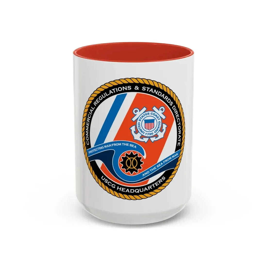 USCG HQ CG ENG 1 Comm Reg Stnd Dlr (U.S. Coast Guard) Accent Coffee Mug 15oz Red - Go Mug Yourself