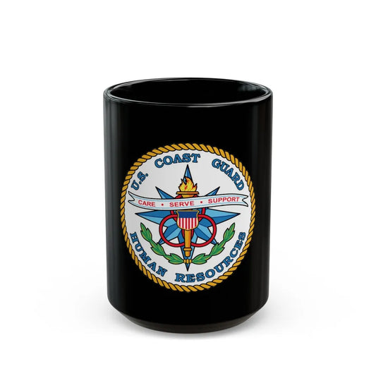 USCG Human Resources (U.S. Coast Guard) Black Coffee Mug-15oz-Go Mug Yourself