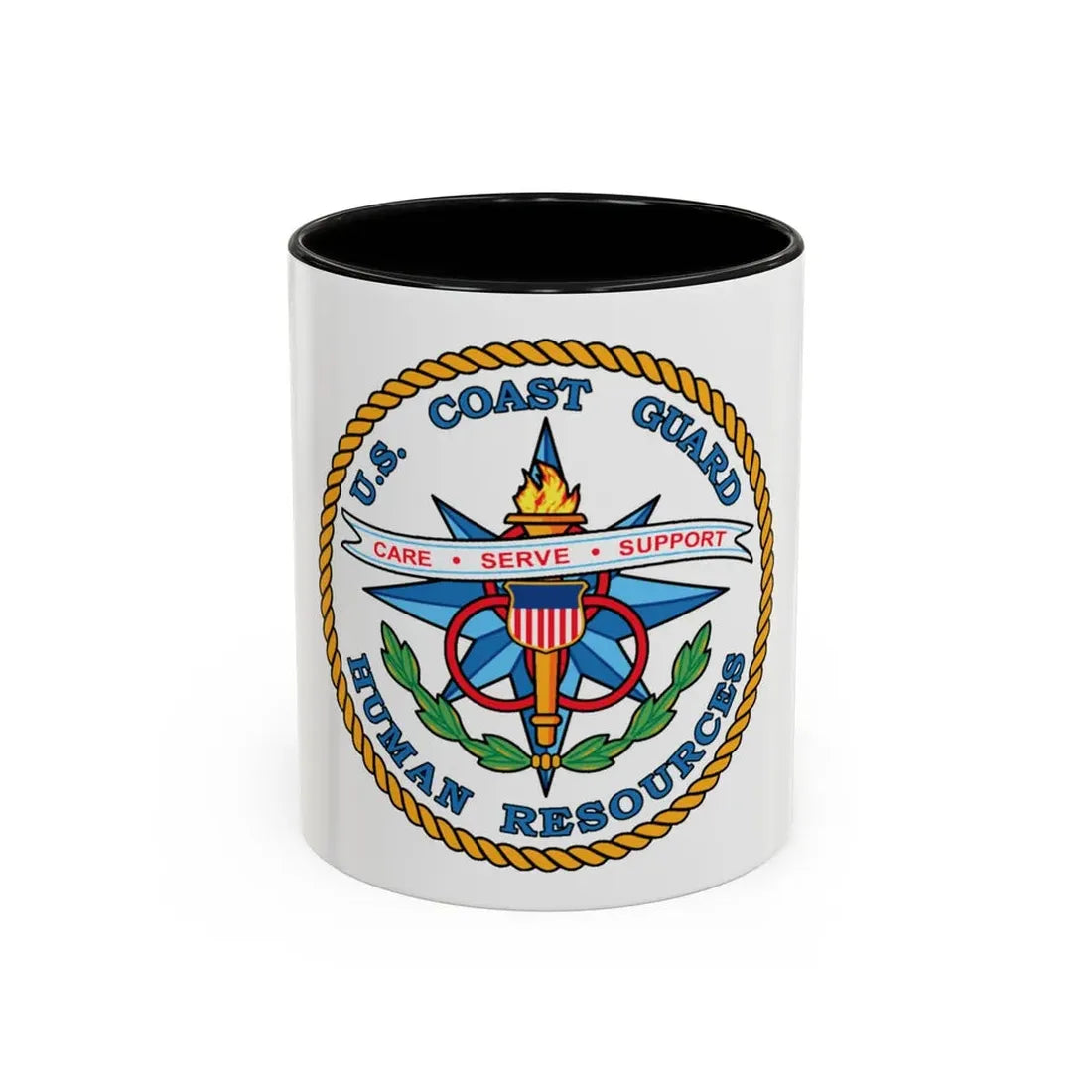 USCG Human Resources (U.S. Coast Guard) Accent Coffee Mug 11oz Black - Go Mug Yourself