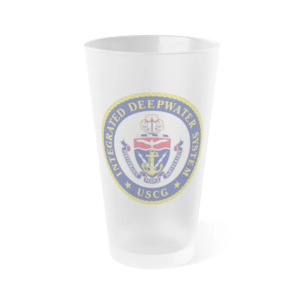 USCG Integrated Deepwater System (U.S. Coast Guard) Frosted Pint Glass 16oz-Go Mug Yourself