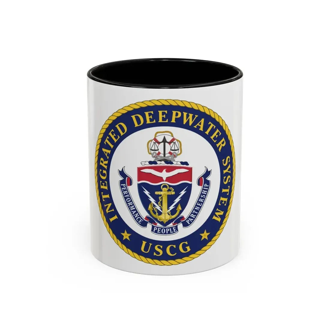 USCG Integrated Deepwater System (U.S. Coast Guard) Accent Coffee Mug 11oz Black - Go Mug Yourself