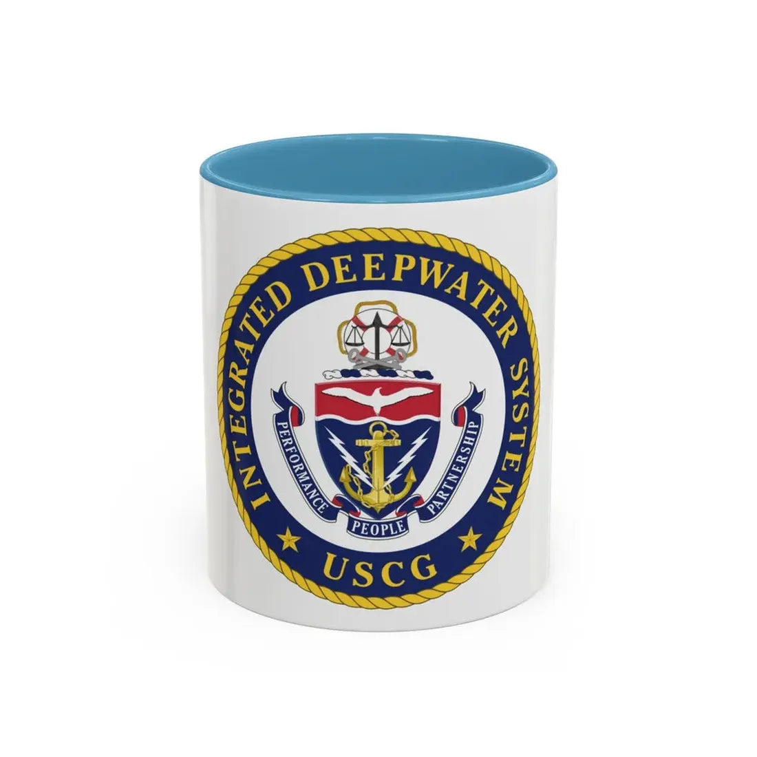 USCG Integrated Deepwater System (U.S. Coast Guard) Accent Coffee Mug 11oz Light Blue - Go Mug Yourself