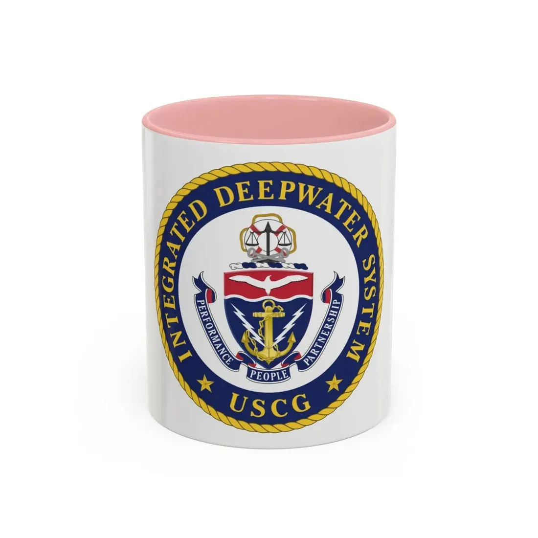 USCG Integrated Deepwater System (U.S. Coast Guard) Accent Coffee Mug 11oz Pink - Go Mug Yourself