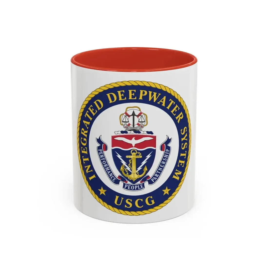 USCG Integrated Deepwater System (U.S. Coast Guard) Accent Coffee Mug 11oz Red - Go Mug Yourself