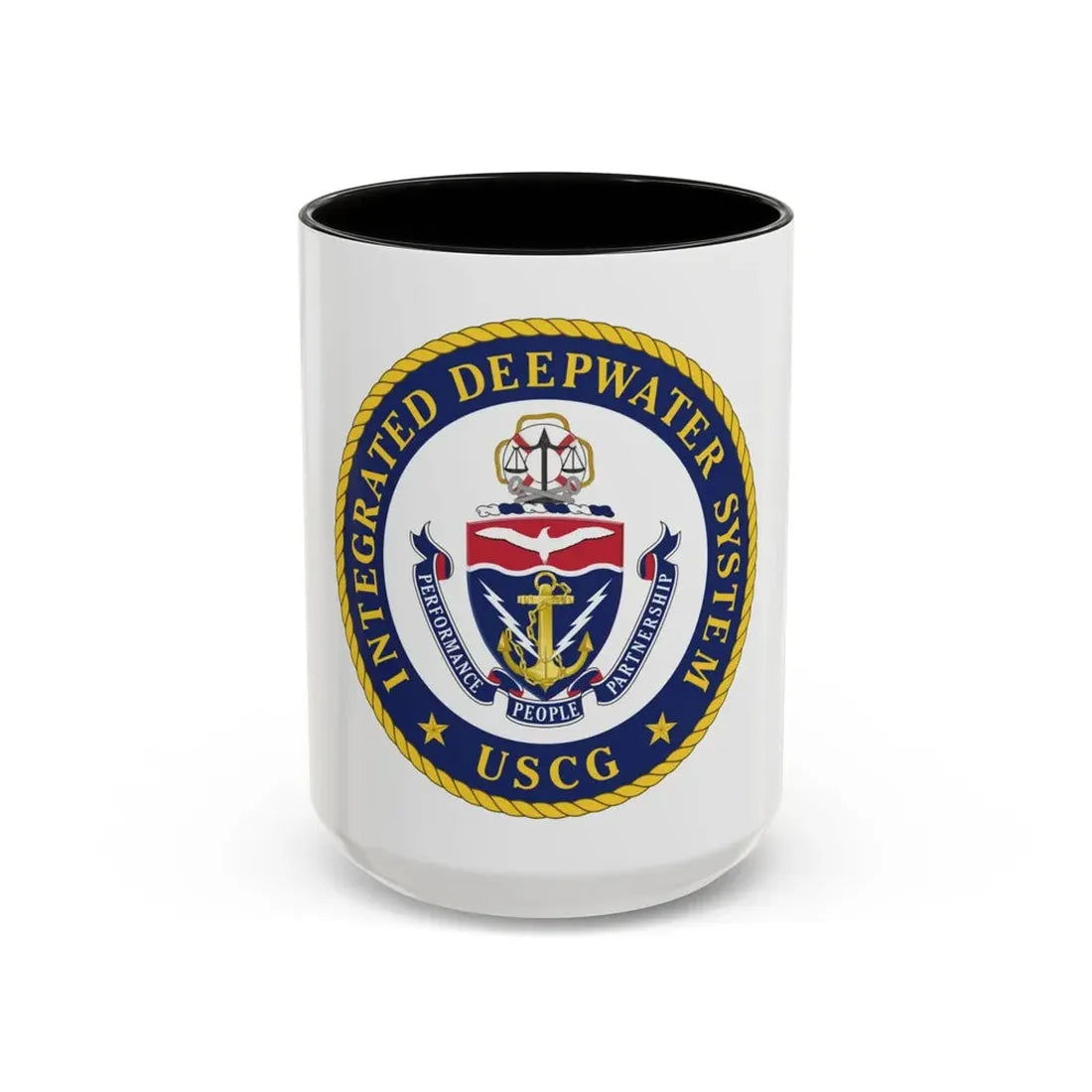 USCG Integrated Deepwater System (U.S. Coast Guard) Accent Coffee Mug 15oz Black - Go Mug Yourself