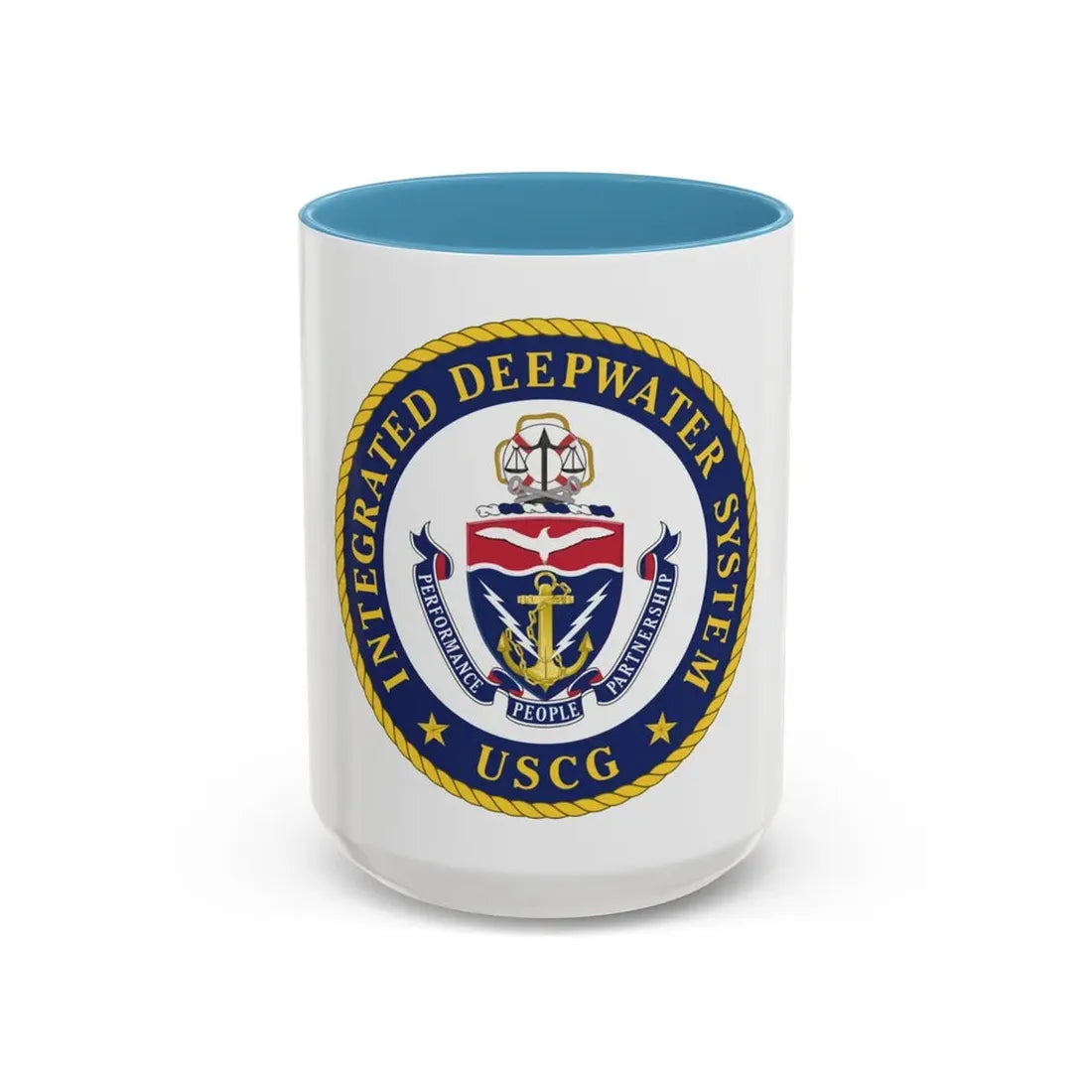 USCG Integrated Deepwater System (U.S. Coast Guard) Accent Coffee Mug 15oz Light Blue - Go Mug Yourself