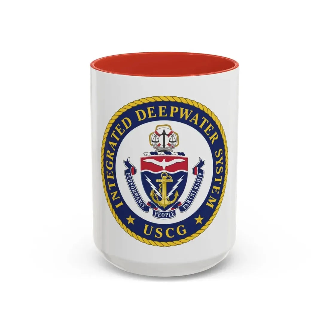 USCG Integrated Deepwater System (U.S. Coast Guard) Accent Coffee Mug 15oz Red - Go Mug Yourself