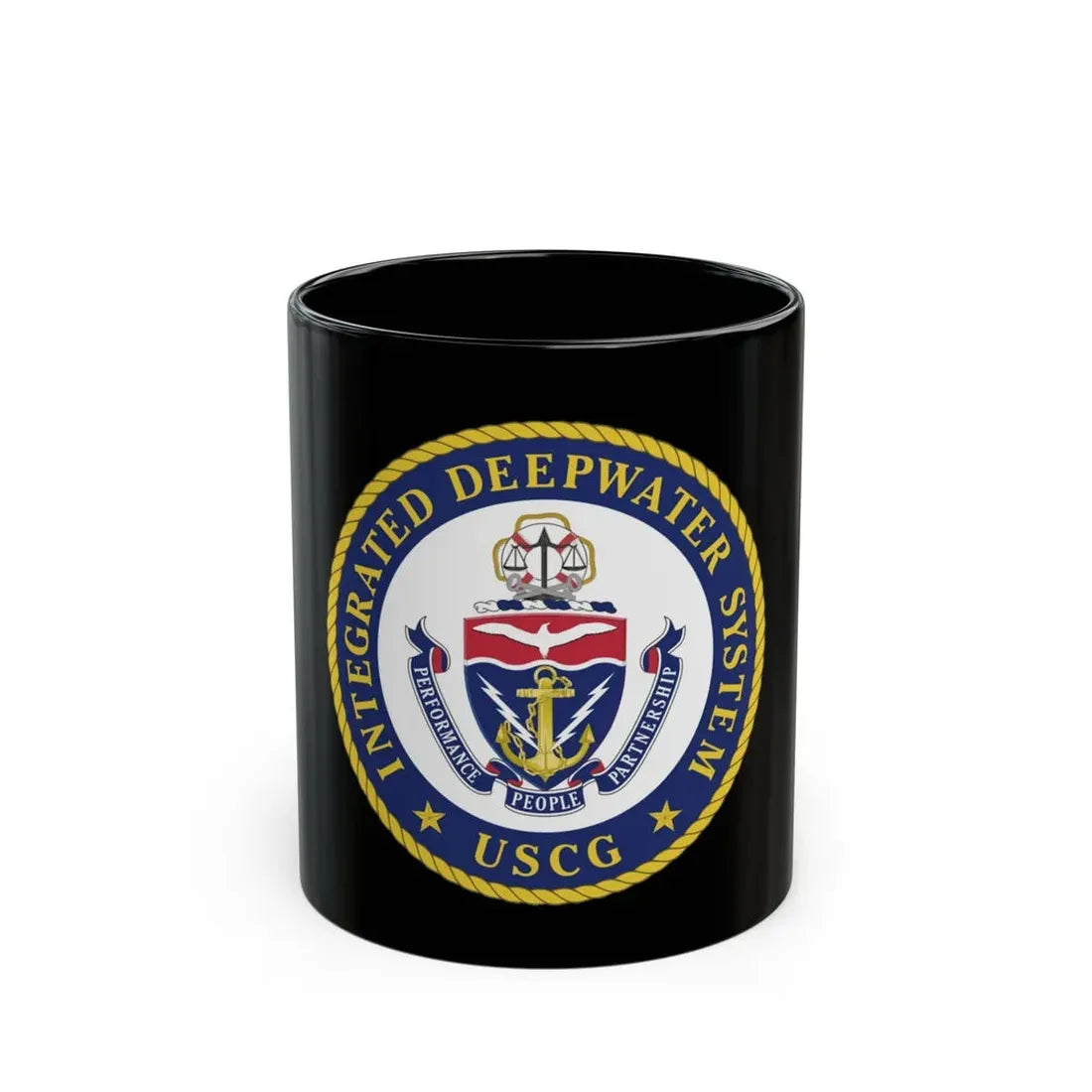 USCG Integrated Deepwater System (U.S. Coast Guard) Black Coffee Mug 11oz - Go Mug Yourself