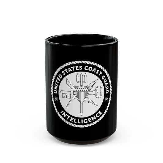 USCG Intelligence 1 color (U.S. Coast Guard) Black Coffee Mug-15oz-Go Mug Yourself