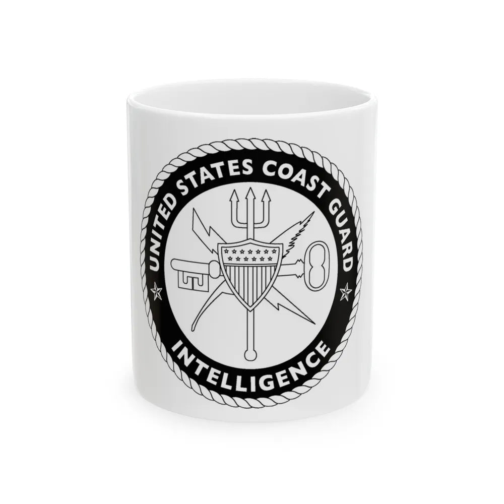 USCG Intelligence 1 color (U.S. Coast Guard) White Coffee Mug-11oz-Go Mug Yourself