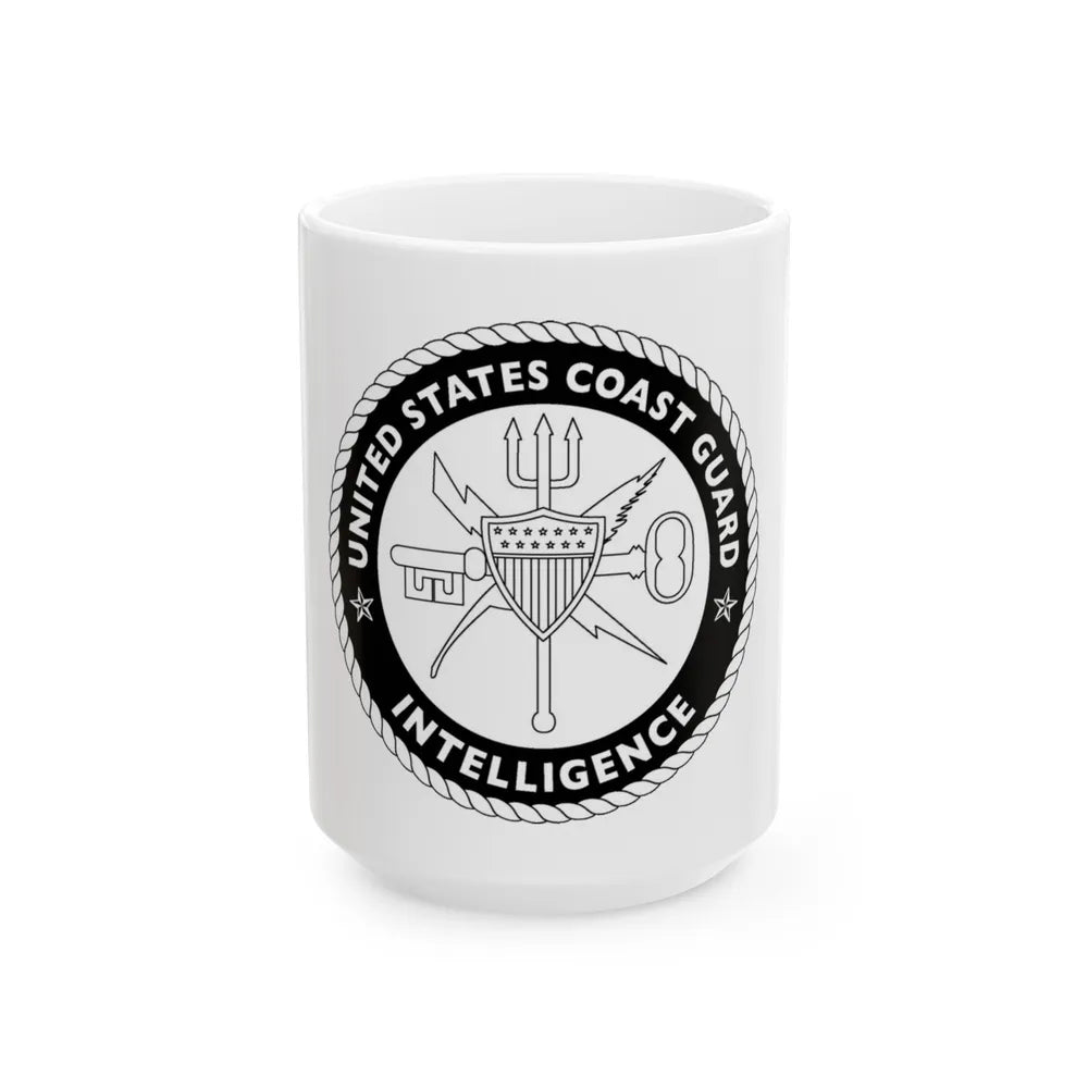 USCG Intelligence 1 color (U.S. Coast Guard) White Coffee Mug-15oz-Go Mug Yourself