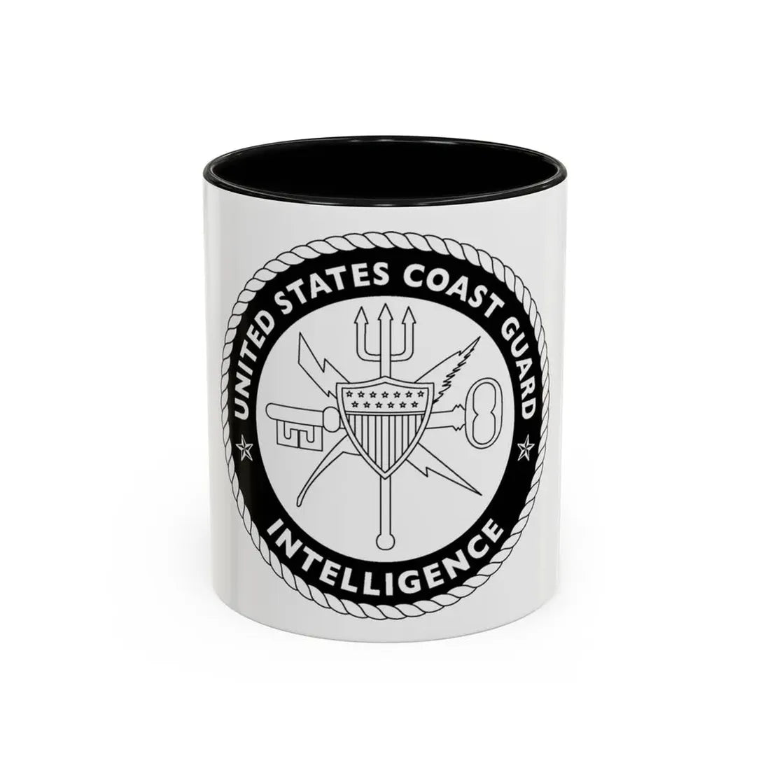 USCG Intelligence 1 color (U.S. Coast Guard) Accent Coffee Mug 11oz Black - Go Mug Yourself