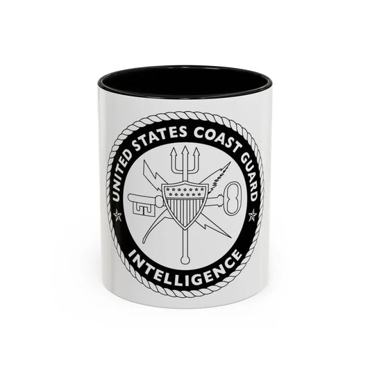 USCG Intelligence 1 color (U.S. Coast Guard) Accent Coffee Mug 11oz Black - Go Mug Yourself