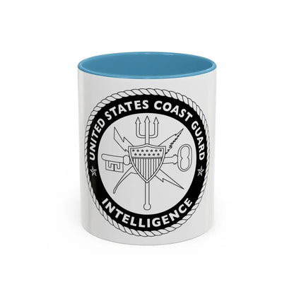 USCG Intelligence 1 color (U.S. Coast Guard) Accent Coffee Mug 11oz Light Blue - Go Mug Yourself