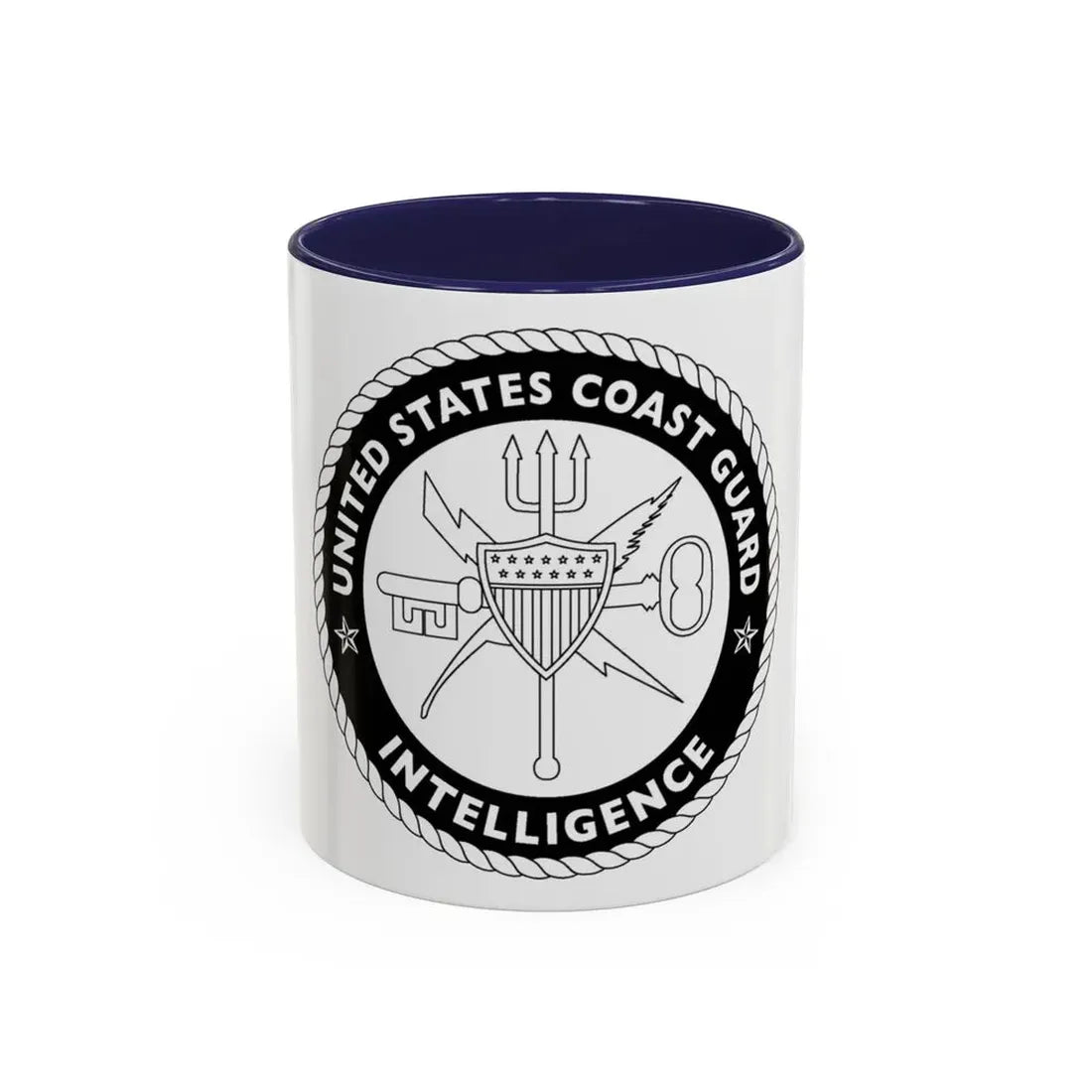 USCG Intelligence 1 color (U.S. Coast Guard) Accent Coffee Mug 11oz Navy - Go Mug Yourself