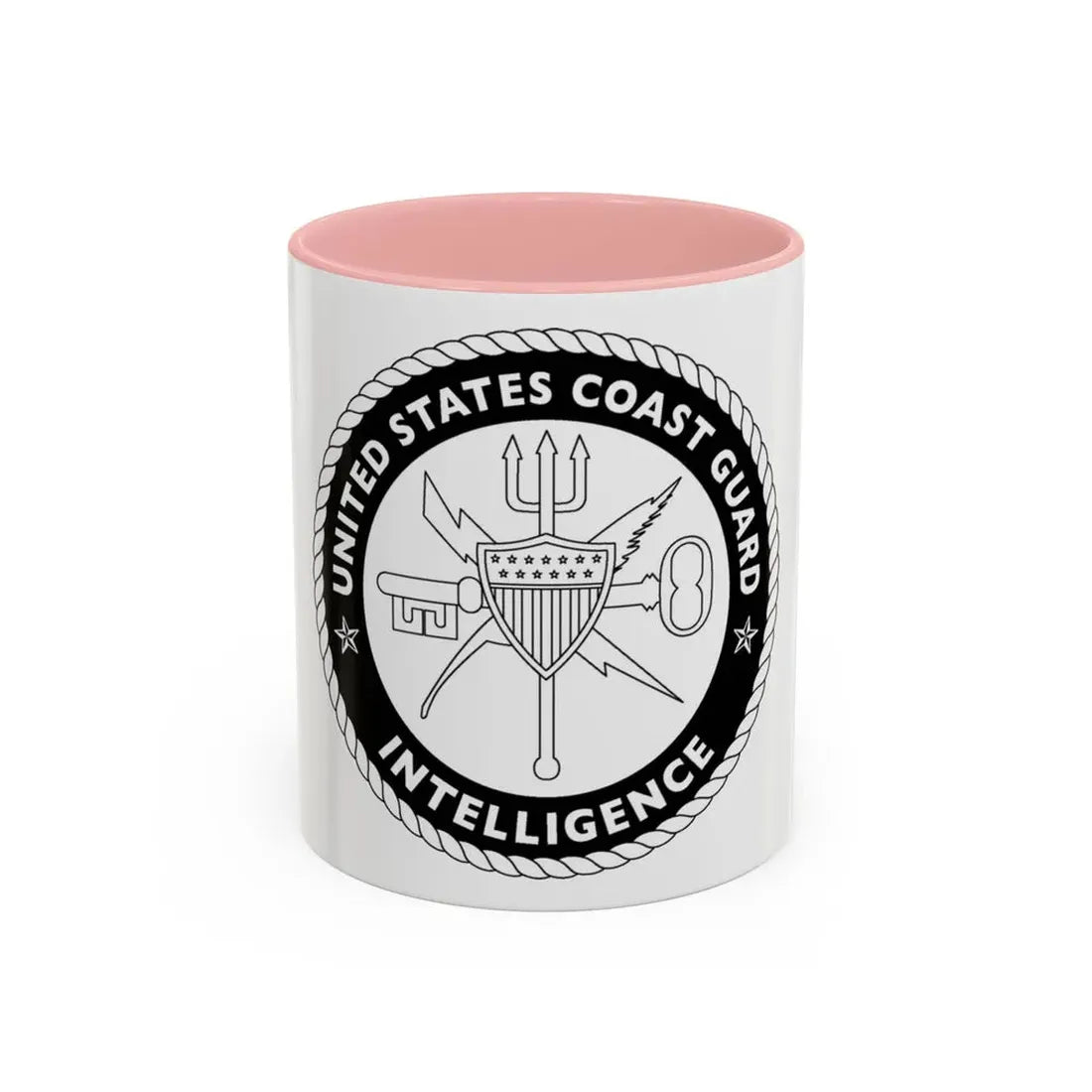 USCG Intelligence 1 color (U.S. Coast Guard) Accent Coffee Mug 11oz Pink - Go Mug Yourself