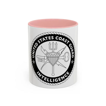 USCG Intelligence 1 color (U.S. Coast Guard) Accent Coffee Mug 11oz Pink - Go Mug Yourself