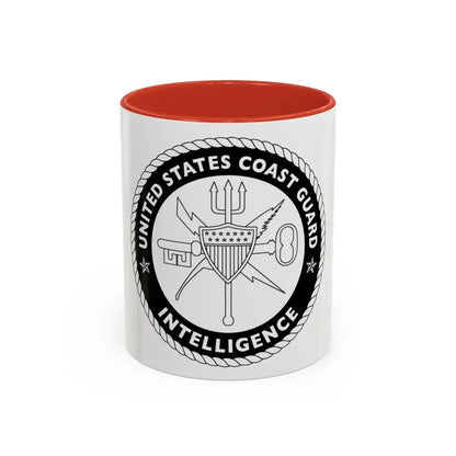 USCG Intelligence 1 color (U.S. Coast Guard) Accent Coffee Mug 11oz Red - Go Mug Yourself