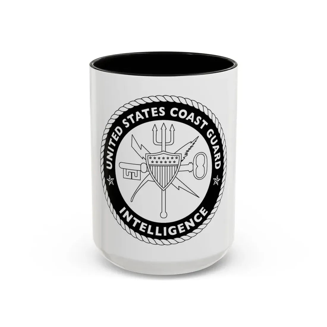 USCG Intelligence 1 color (U.S. Coast Guard) Accent Coffee Mug 15oz Black - Go Mug Yourself