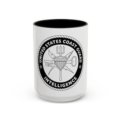 USCG Intelligence 1 color (U.S. Coast Guard) Accent Coffee Mug 15oz Black - Go Mug Yourself