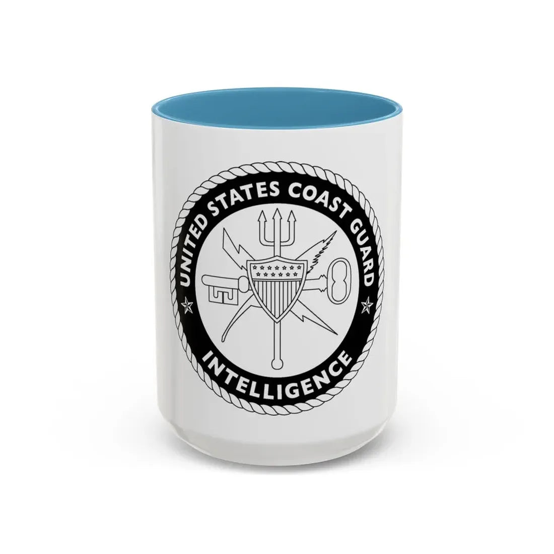 USCG Intelligence 1 color (U.S. Coast Guard) Accent Coffee Mug 15oz Light Blue - Go Mug Yourself