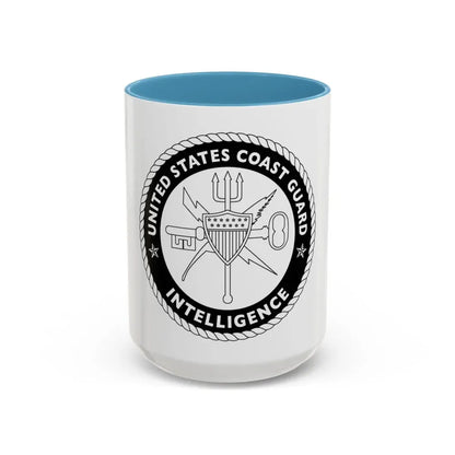 USCG Intelligence 1 color (U.S. Coast Guard) Accent Coffee Mug 15oz Light Blue - Go Mug Yourself