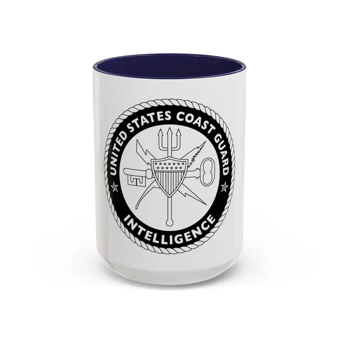 USCG Intelligence 1 color (U.S. Coast Guard) Accent Coffee Mug 15oz Navy - Go Mug Yourself