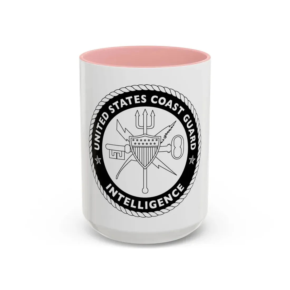 USCG Intelligence 1 color (U.S. Coast Guard) Accent Coffee Mug 15oz Pink - Go Mug Yourself