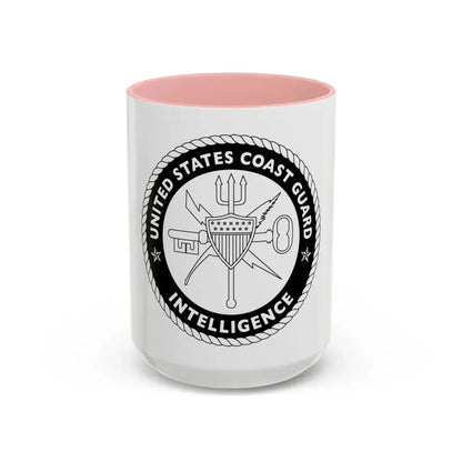 USCG Intelligence 1 color (U.S. Coast Guard) Accent Coffee Mug 15oz Pink - Go Mug Yourself
