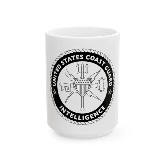 USCG Intelligence 1 color (U.S. Coast Guard) White Coffee Mug 15oz - Go Mug Yourself