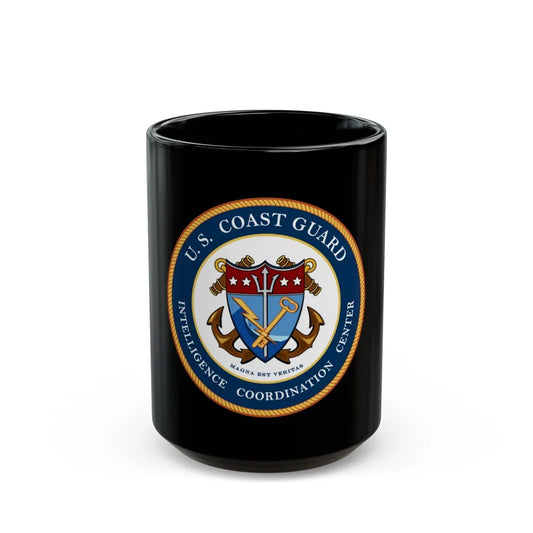 USCG Intelligence Coordination Center (U.S. Coast Guard) Black Coffee Mug-15oz-Go Mug Yourself