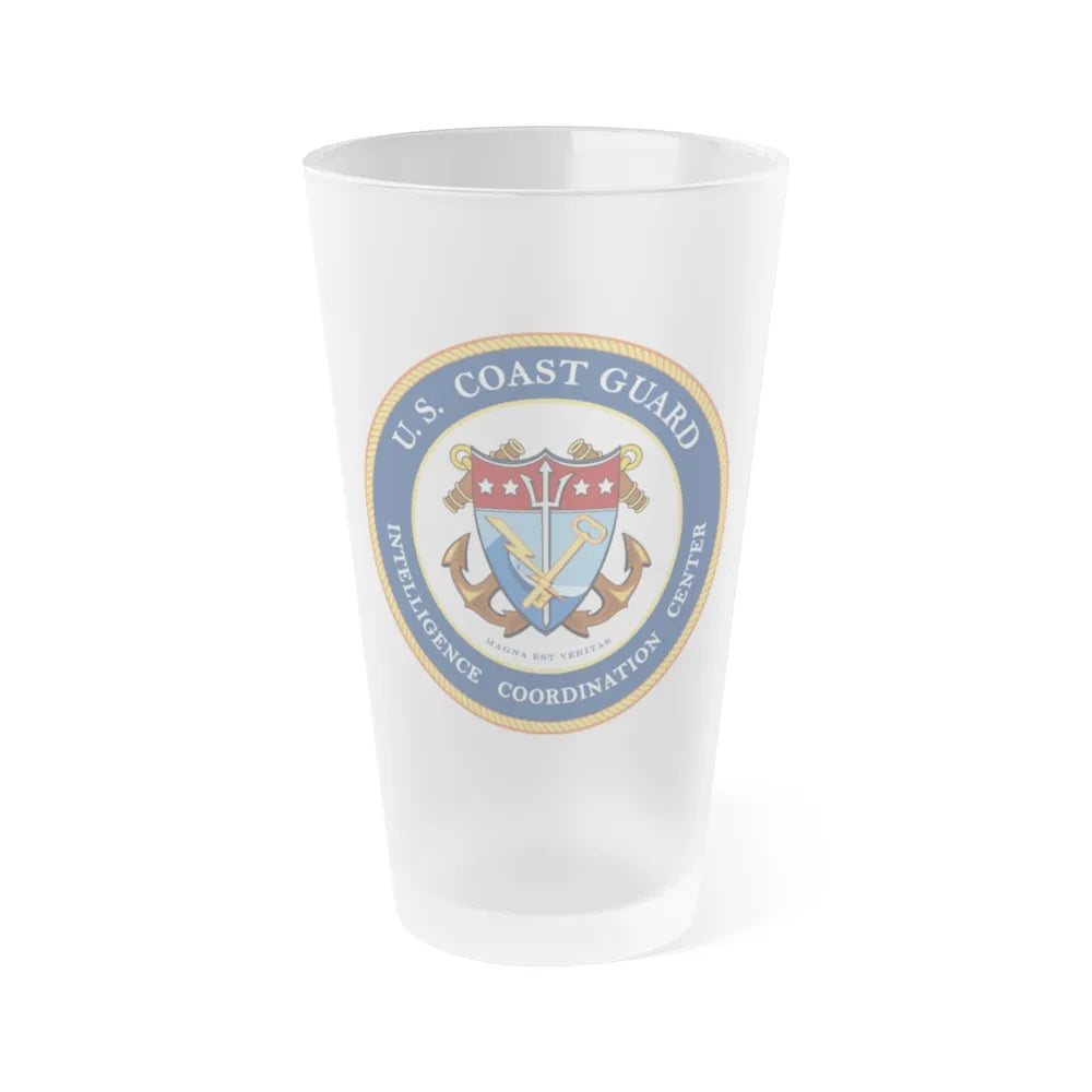 USCG Intelligence Coordination Center (U.S. Coast Guard) Frosted Pint Glass 16oz-Go Mug Yourself