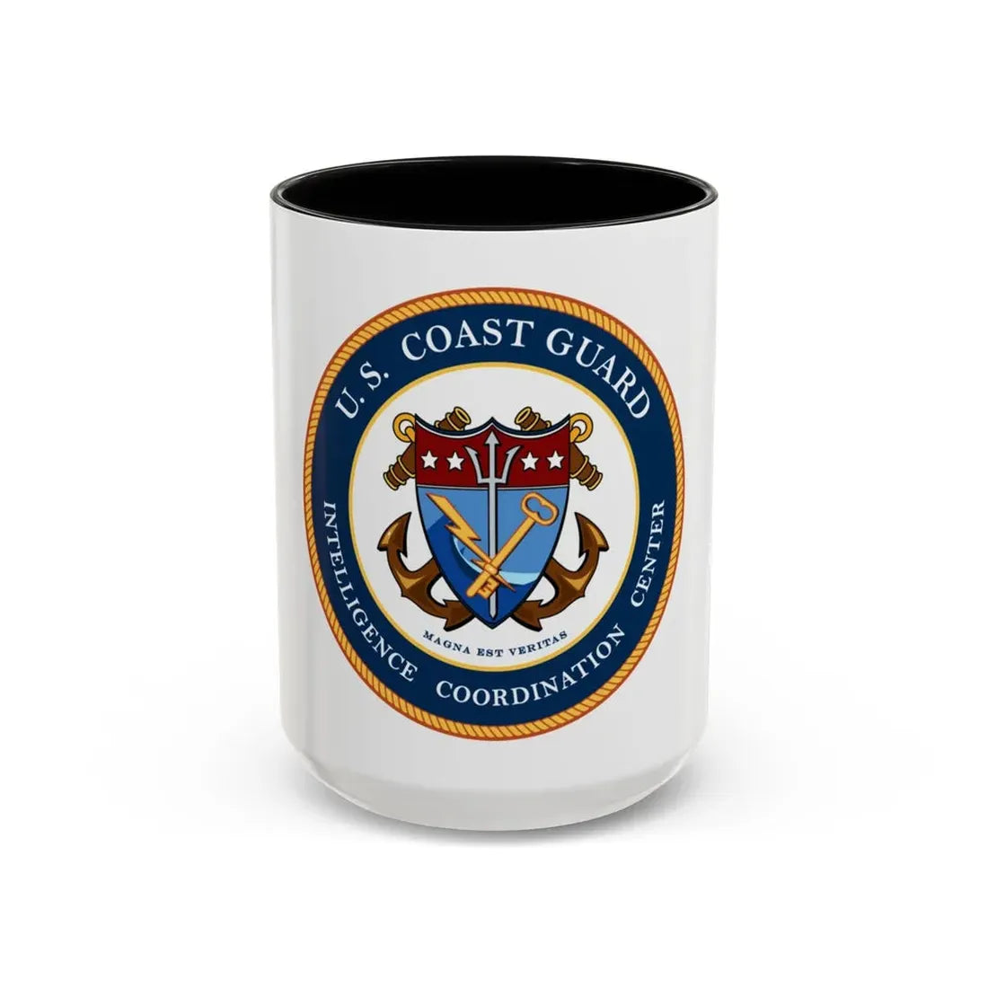 USCG Intelligence Coordination Center (U.S. Coast Guard) Accent Coffee Mug 15oz Black - Go Mug Yourself