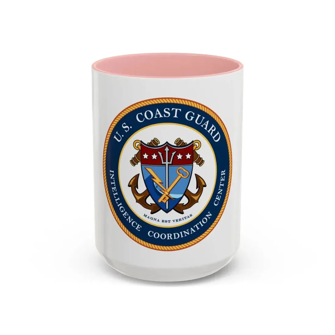 USCG Intelligence Coordination Center (U.S. Coast Guard) Accent Coffee Mug 15oz Pink - Go Mug Yourself
