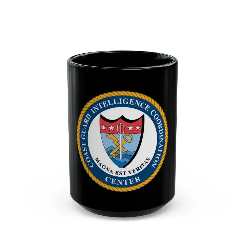 USCG Intelligence Coordination Ctr (U.S. Coast Guard) Black Coffee Mug-15oz-Go Mug Yourself