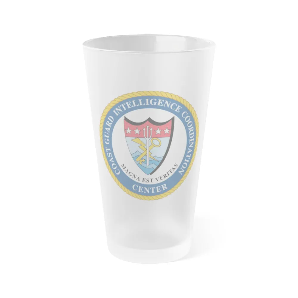 USCG Intelligence Coordination Ctr (U.S. Coast Guard) Frosted Pint Glass 16oz-Go Mug Yourself