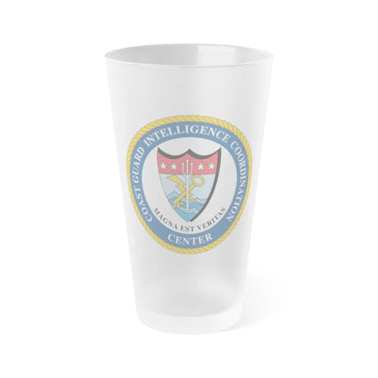 USCG Intelligence Coordination Ctr (U.S. Coast Guard) Frosted Pint Glass 16oz-Go Mug Yourself