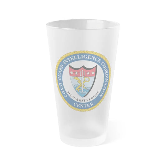 USCG Intelligence Coordination Ctr (U.S. Coast Guard) Frosted Pint Glass 16oz-Go Mug Yourself