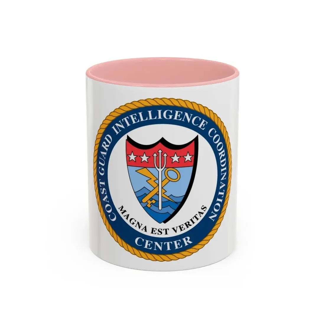 USCG Intelligence Coordination Ctr (U.S. Coast Guard) Accent Coffee Mug 11oz Pink - Go Mug Yourself