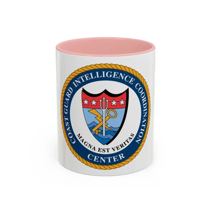 USCG Intelligence Coordination Ctr (U.S. Coast Guard) Accent Coffee Mug 11oz Pink - Go Mug Yourself